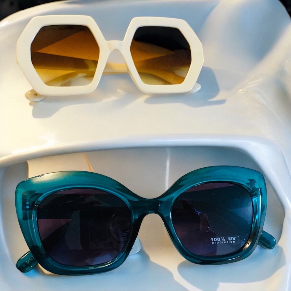Torrid Stylish Cream/Teal Sunglasses 2 pairs